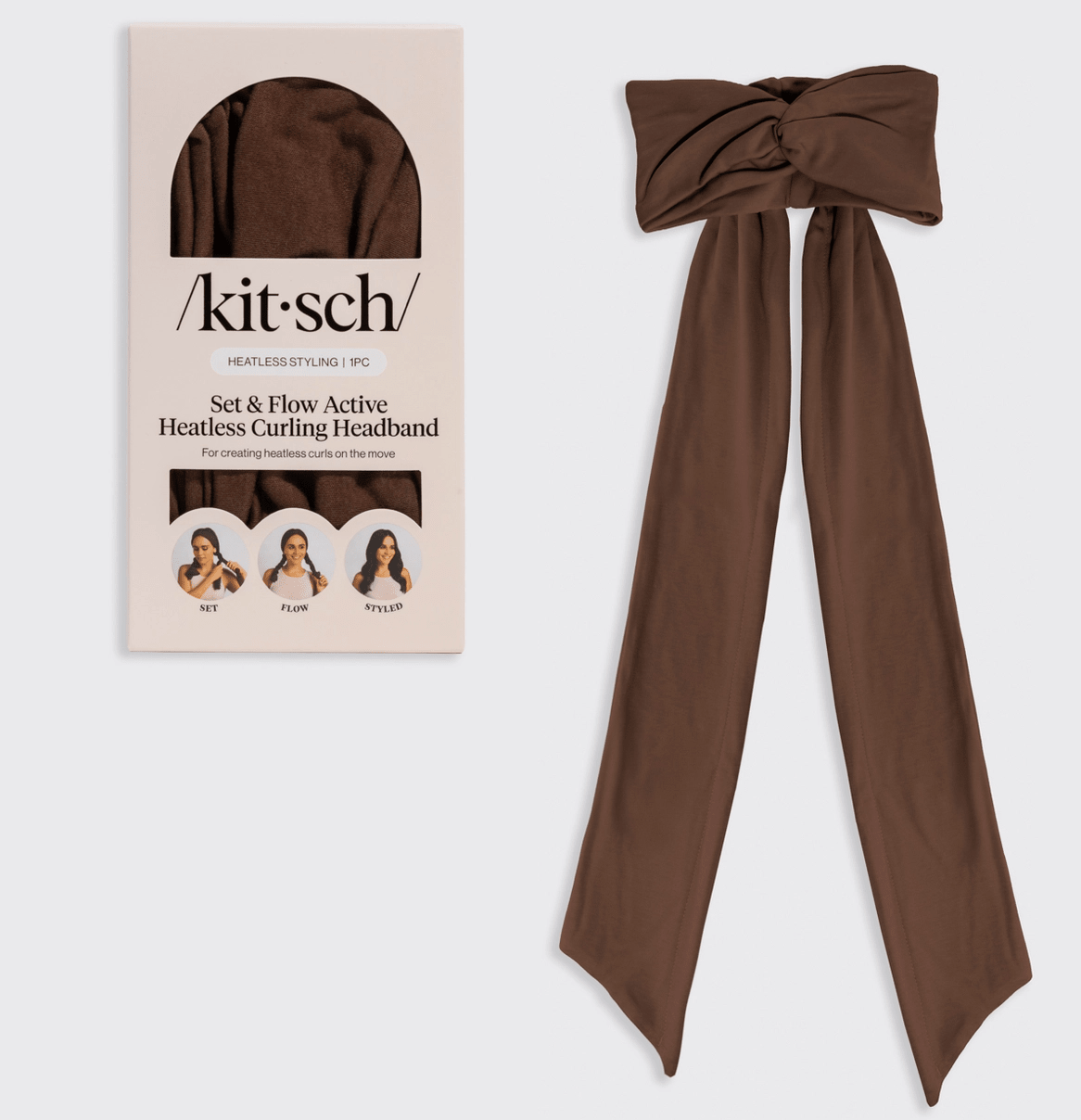Kitsch Set & Flow Heatless Curling Headband - Chocolate Brown - Aesthetics By Kell