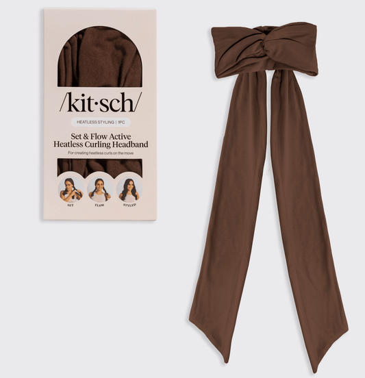 Kitsch Set & Flow Heatless Curling Headband - Chocolate Brown - Aesthetics By Kell
