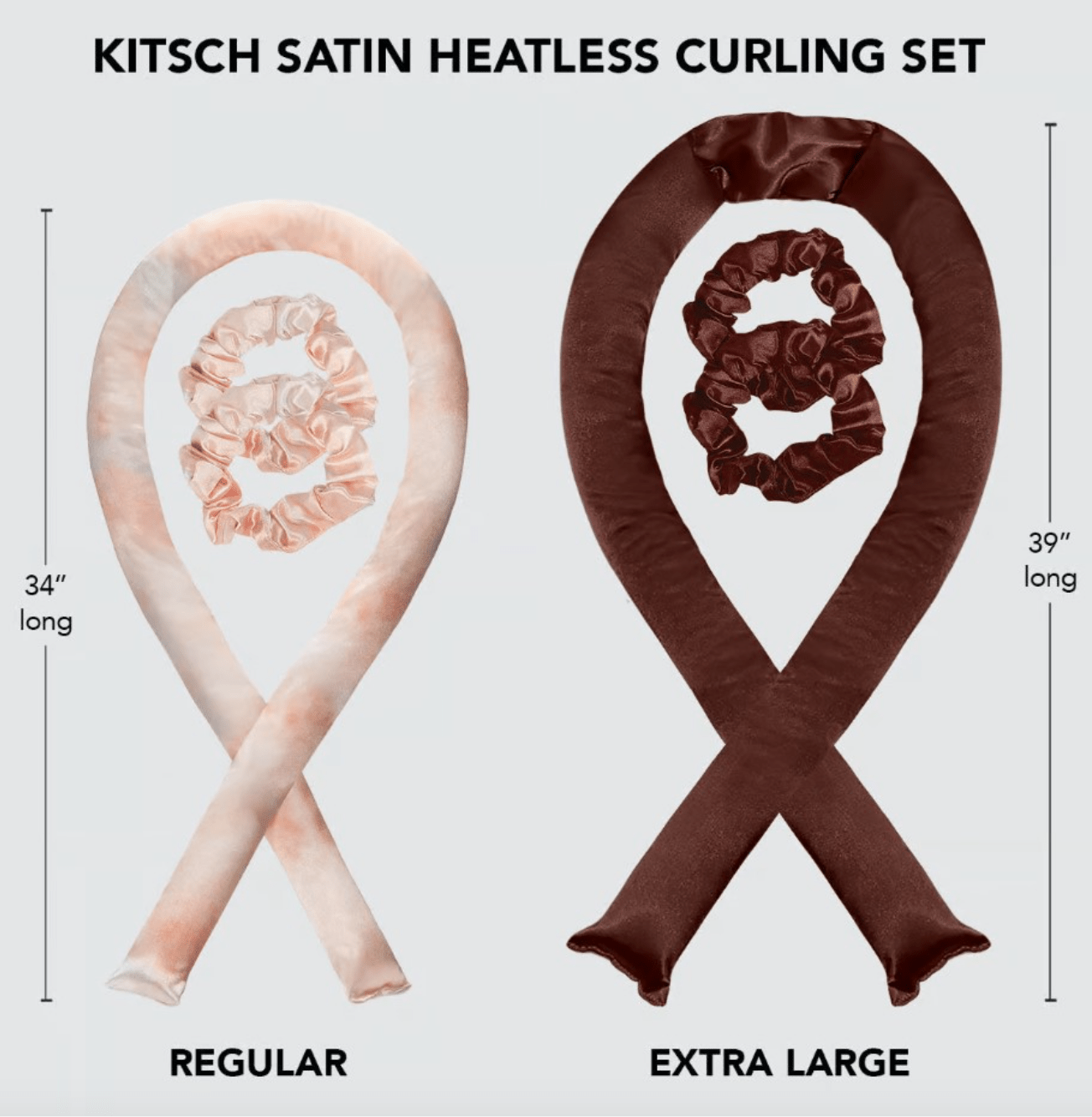 Kitsch Xl Satin Heatless Curling Set - Chocolate - Aesthetics By Kell