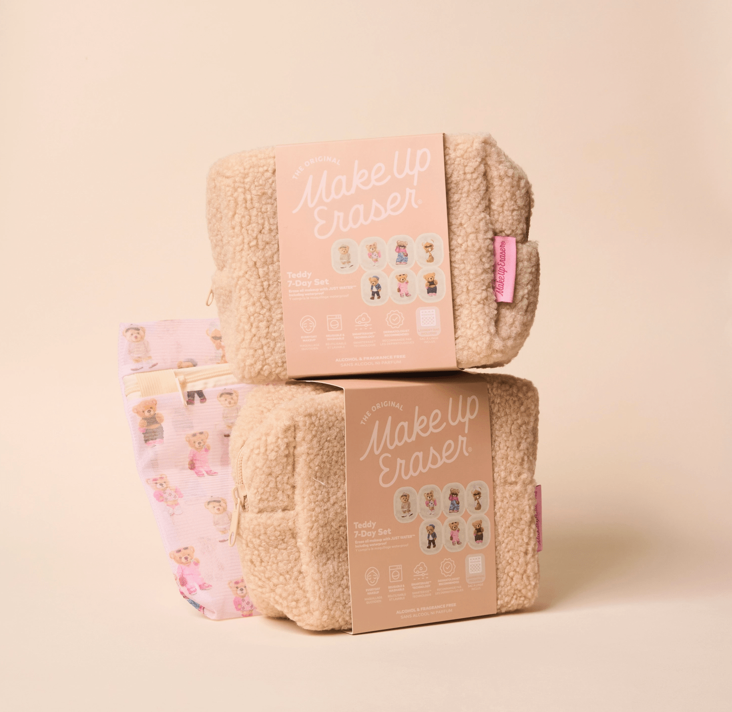 Makeup Eraser - Teddy Bear 7 Day Gift Set & Plush Cosmetic Bag - Aesthetics By Kell