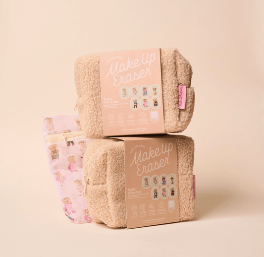Makeup Eraser - Teddy Bear 7 Day Gift Set & Plush Cosmetic Bag - Aesthetics By Kell