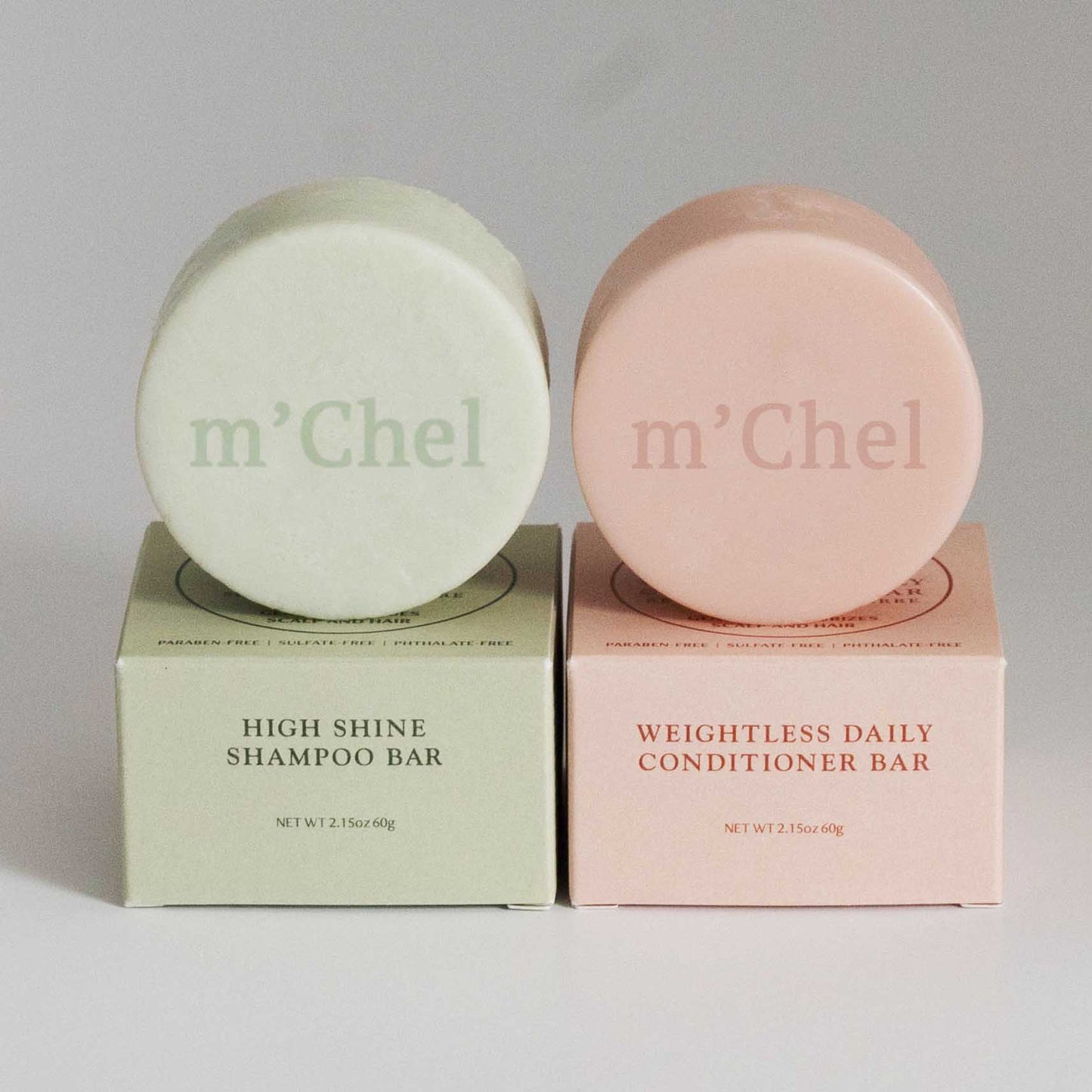 m'Chel High Shine Shampoo + Weightless Daily Conditioner Bars Bundle - Aesthetics By Kell