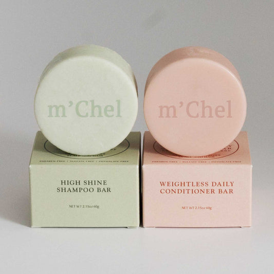 m'Chel High Shine Shampoo + Weightless Daily Conditioner Bars Bundle - Aesthetics By Kell