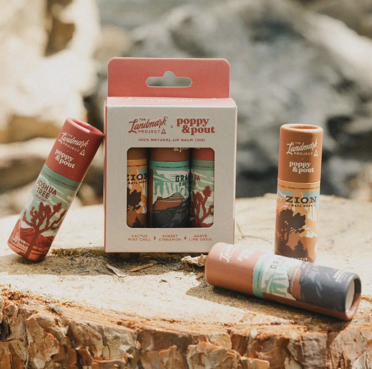 Poppy & Pout Gift Set Lip Balm Trio - The Landmark Project (Desert) - Aesthetics By Kell