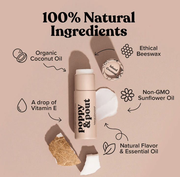 Poppy & Pout Lip Balm - Island Coconut - Aesthetics By Kell