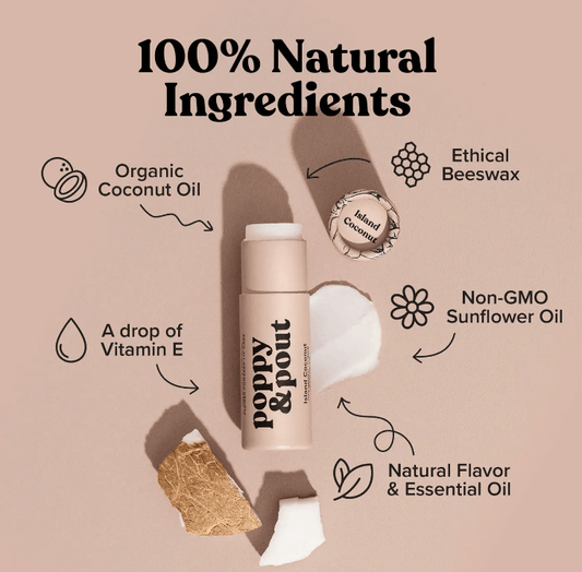 Poppy & Pout Lip Balm - Island Coconut - Aesthetics By Kell