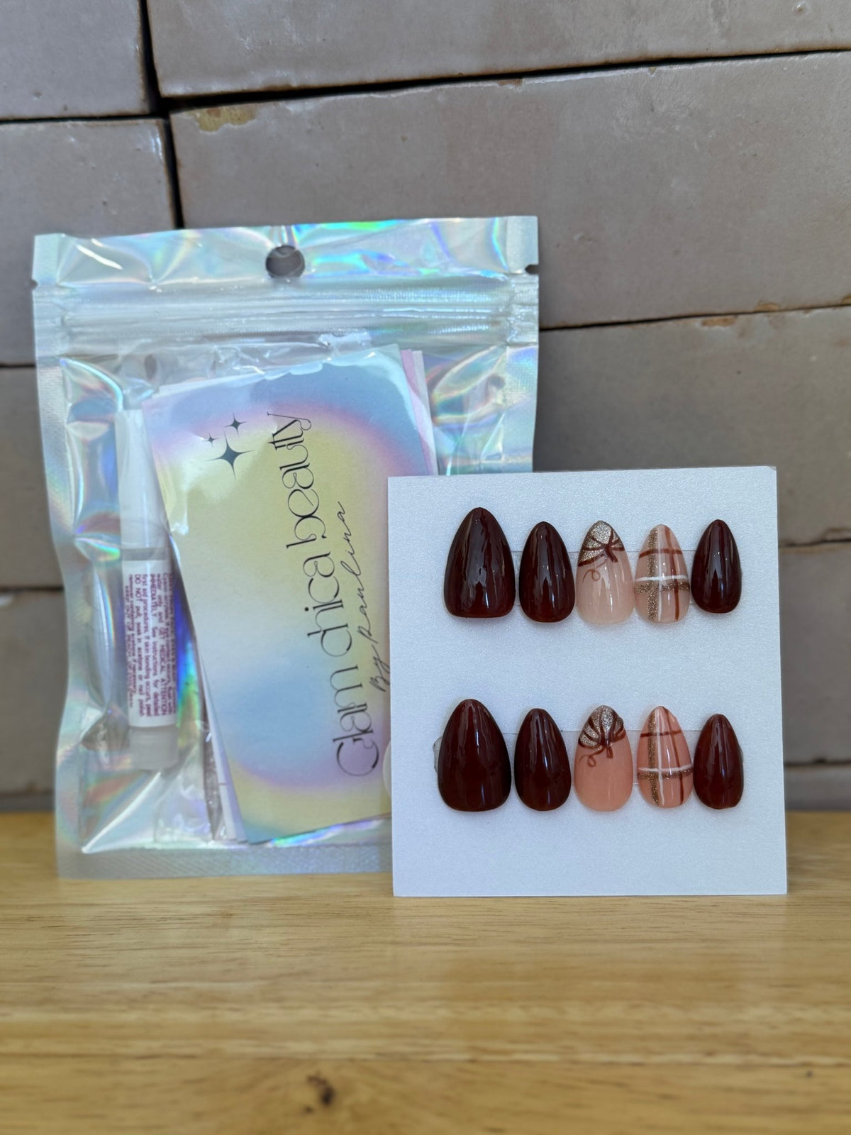 Press On Nails- Short Almond- Medium size- Pumpkin Patch - Aesthetics By Kell