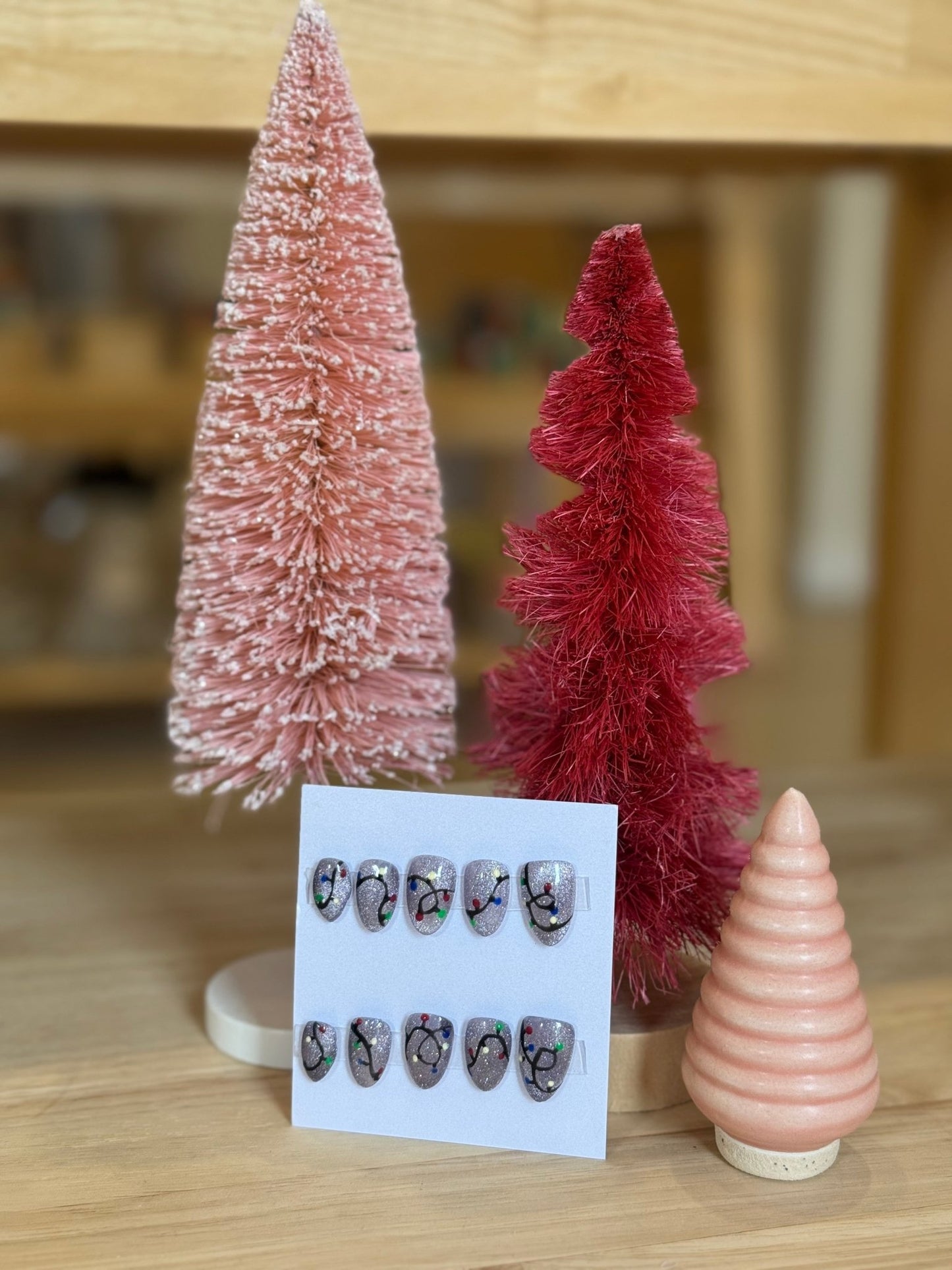 Press On Nails - Short Oval - Medium size - Christmas lights - Aesthetics By Kell