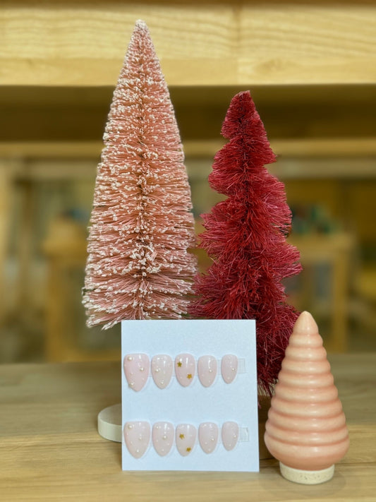 Press On Nails - Short Oval - Medium Size - Pearl & Stars - Aesthetics By Kell