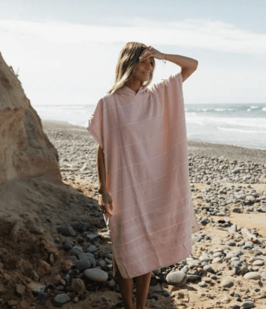 Sand Cloud | Classic Stripe Hooded Poncho - Calcite Pink - Aesthetics By Kell