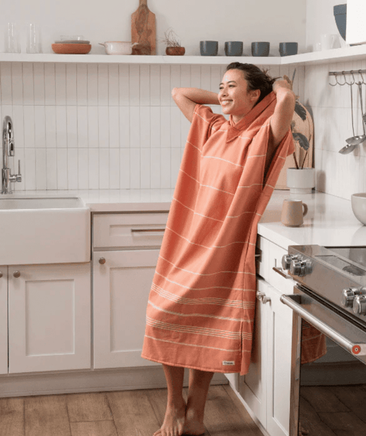 Sand Cloud | Classic Stripe Hooded Poncho - Dusty Pink - Aesthetics By Kell