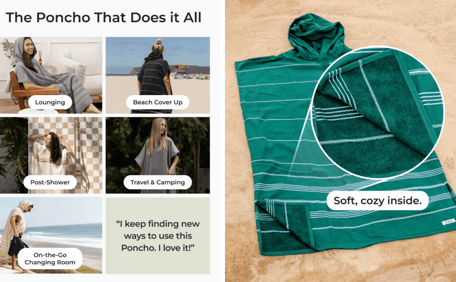 Sand Cloud | Classic Stripe Hooded Poncho - Dusty Pink - Aesthetics By Kell