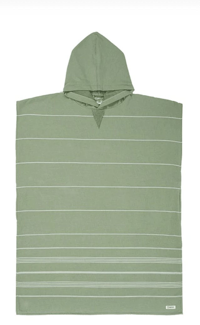 Sand Cloud | Classic Stripe Hooded Poncho - Hedge Green - Aesthetics By Kell