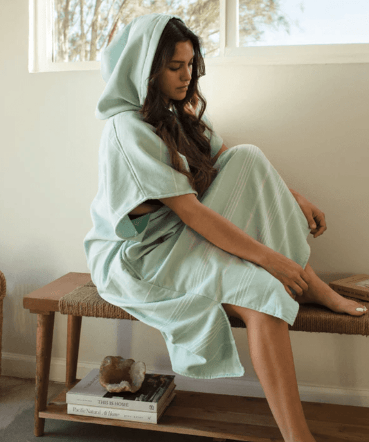 Sand Cloud | Classic Stripe Hooded Poncho - Seaglass - Aesthetics By Kell