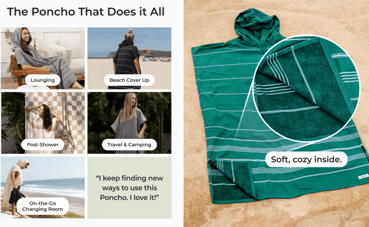 Sand Cloud | Classic Stripe Hooded Poncho - Slate Blue - Aesthetics By Kell