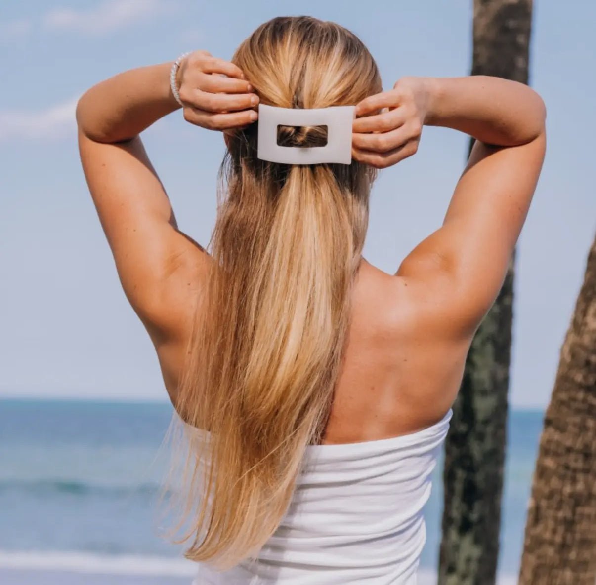 Teleties Flat Rectangle Clip - Coconut White - Aesthetics By Kell