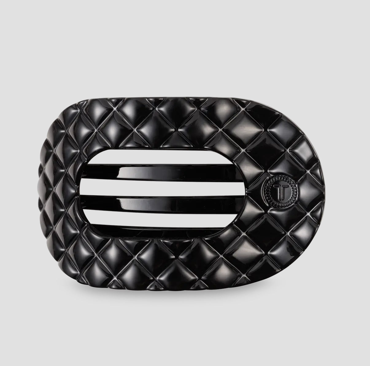 Teleties Quilted Flat Round Hair Clip - Jet Black - Aesthetics By Kell