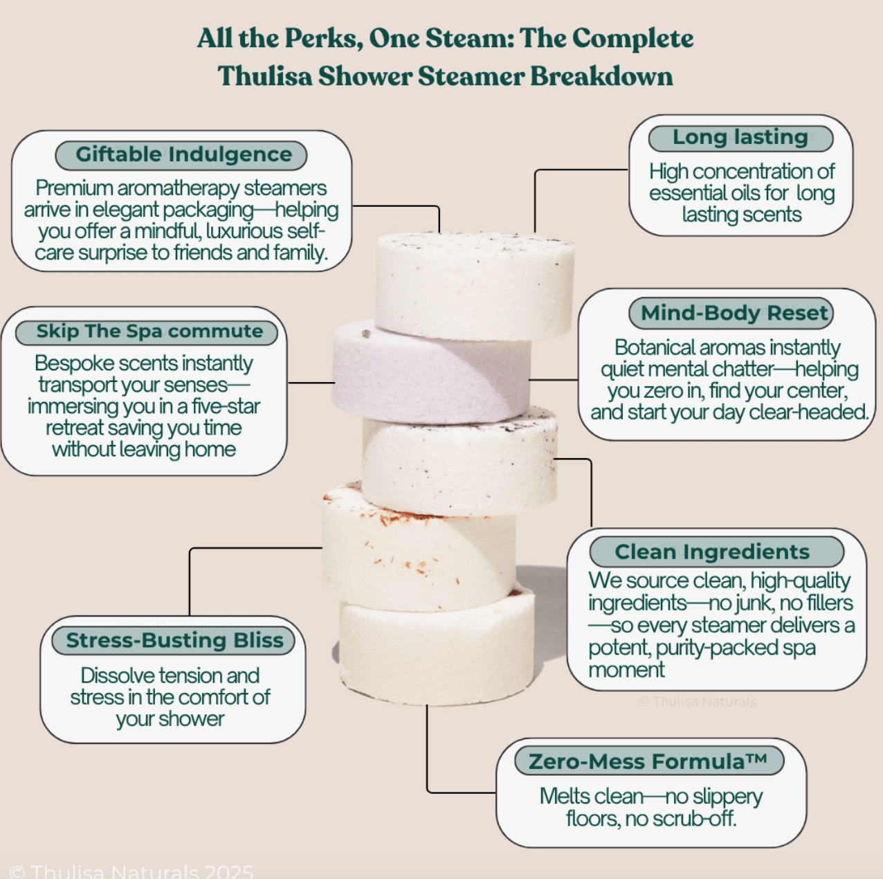 Thulisa Naturals - Fall Shower Steamers - Cardamom + Vanilla 4 Pack Gift Set - Aesthetics By Kell